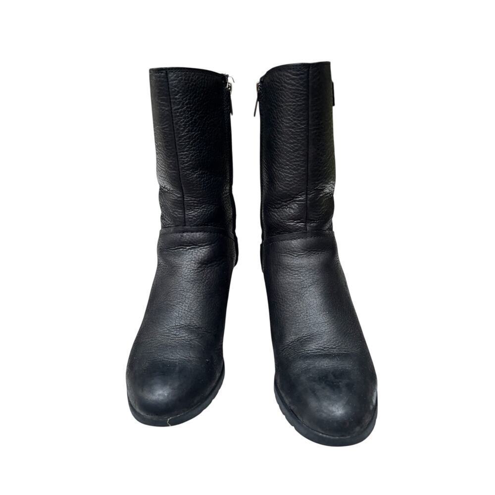 Uggs Potrero Waterproof Leather Boot Women's Size 8 EU 39 Black Wedge - Picture 6 of 11